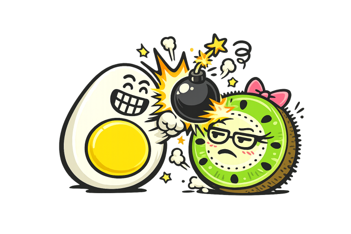 L'œuf et le kiwi, mascottes de Blablagues font la bagarre !
