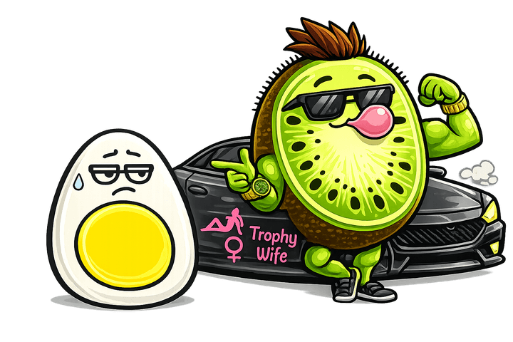 L’œuf et le kiwi, mascottes de Blablagues, mis en scène sur le thème : Les blagues sur les hommes – télécommande, barbecue, chaussette dépareillée.
